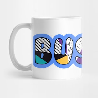 bussin' gen z meme phrase 80's pattern Mug